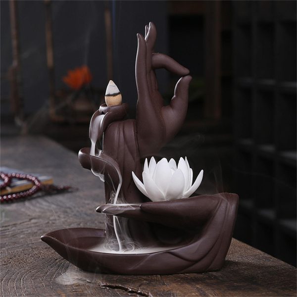 Traditional Buddha Hand Incense Burner Flower Lotus Smoke Waterfall Backflow Incense Burner Elegant Lotus Incense Holder Crafts - Image 2