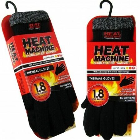 Adults Knitted Thermal Gloves – 1.8 TOG Double Insulated Heat Machine Winter Gloves (M/L)