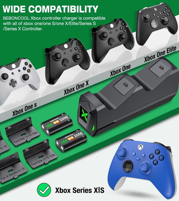 Type-C Charger Dock For Xbox One/Xbox One S/X/Xbox Series X/S Wireless Controller + 2 x 2550mAh Rechargeable Battery With Covers - Image 3