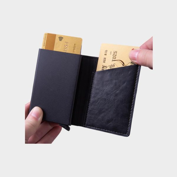 AirTag Wallet Genuine Leather Air Tag Wallet RFID Technology Credit Card Holder with Minimalist Wallet for Men - Image 2
