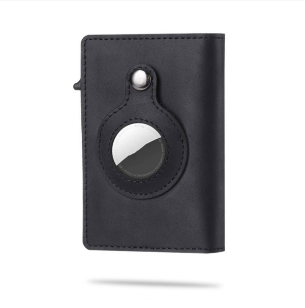 AirTag Wallet Genuine Leather Air Tag Wallet RFID Technology Credit Card Holder with Minimalist Wallet for Men