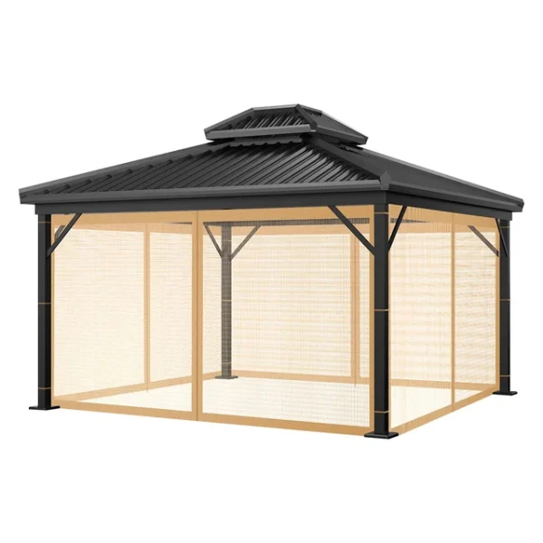 Outdoor Gazebo Mosquito Netting Universal Replacement Canopy Net Screen 4-Panel Sidewall Curtain with Zippers for Garden Patio - Image 4