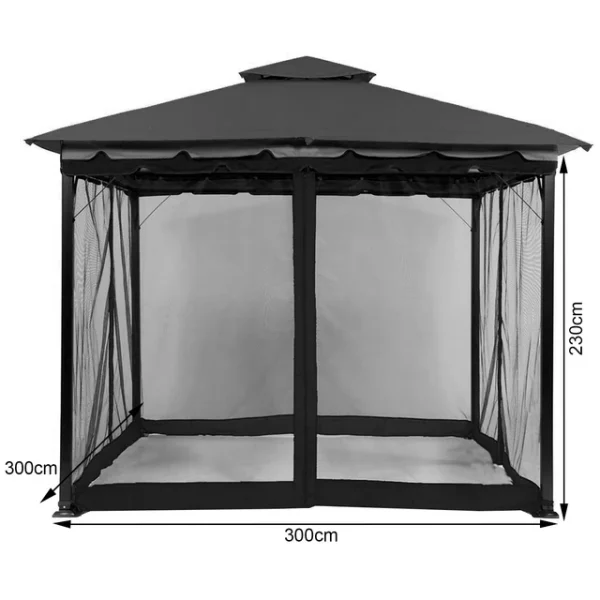 Outdoor Gazebo Mosquito Netting Universal Replacement Canopy Net Screen 4-Panel Sidewall Curtain with Zippers for Garden Patio - Image 2
