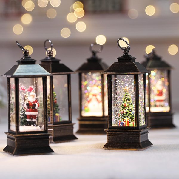 Christmas Lanterns Santa Claus Snowman Decoration Ordinary Style Holiday Home Desktop Night Lights Candles Lanterns