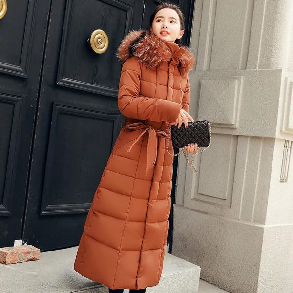 Long Winter Coat Women Parkas Slim Casual Hooded Fur Collar Warm Jacket Outerwear Streetwear - Image 5