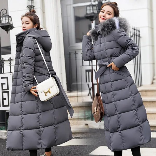 Long Winter Coat Women Parkas Slim Casual Hooded Fur Collar Warm Jacket Outerwear Streetwear - Image 6