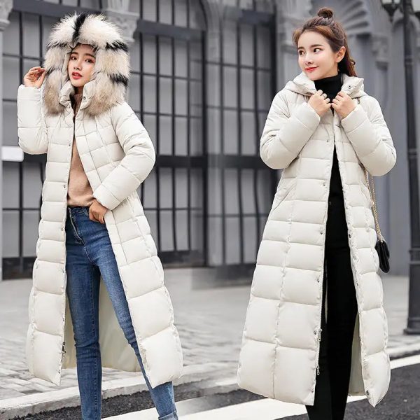 Long Winter Coat Women Parkas Slim Casual Hooded Fur Collar Warm Jacket Outerwear Streetwear - Image 8