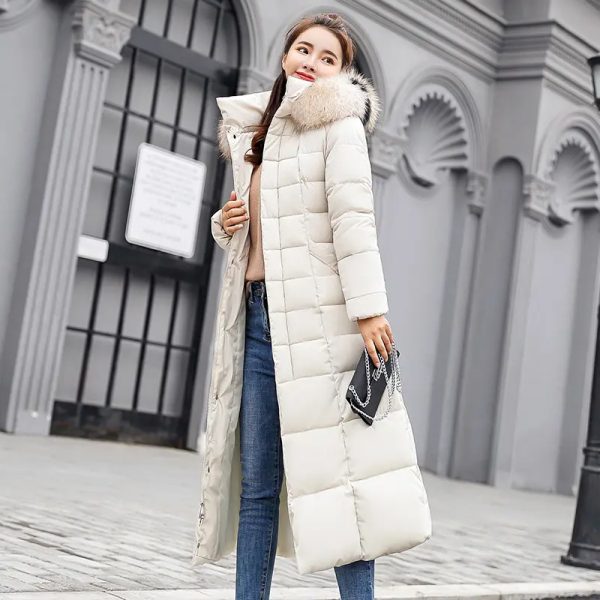 Long Winter Coat Women Parkas Slim Casual Hooded Fur Collar Warm Jacket Outerwear Streetwear - Image 9