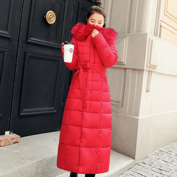 Long Winter Coat Women Parkas Slim Casual Hooded Fur Collar Warm Jacket Outerwear Streetwear - Image 7
