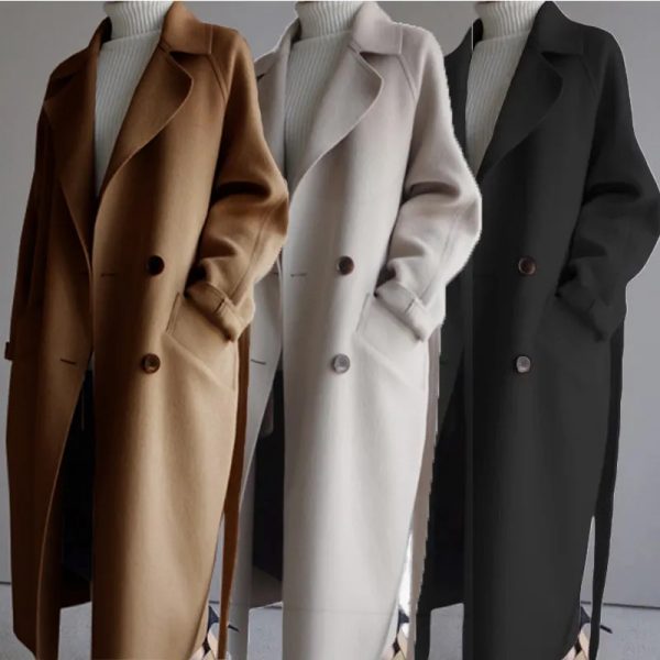 Winter Solid Color Korean Loose Wool Coats For Ladies Women Lady Jacket