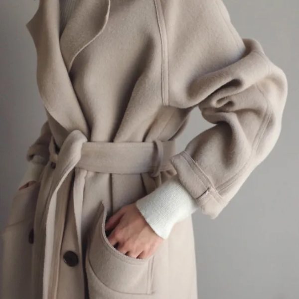 Winter Solid Color Korean Loose Wool Coats For Ladies Women Lady Jacket - Image 5