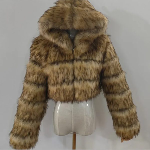 Ladies Tops High Waist Women's coat faux fur winter lady women - Image 11