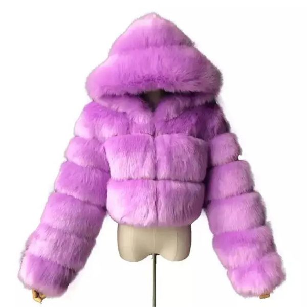 Ladies Tops High Waist Women's coat faux fur winter lady women - Image 6