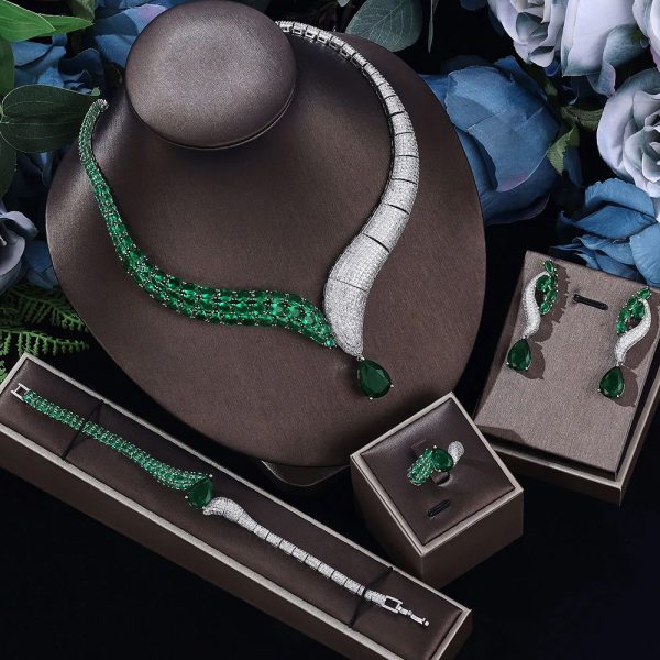 2022 Top 4 Wedding Bride Jewelry Set Water Drop Shape Jewelry Set for Women's Wedding Accessories Necklace and Earring Set
