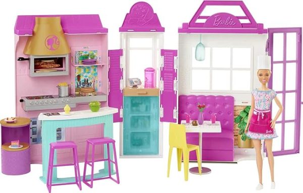 Barbie Cook ‘n Grill Restaurant Playset with Barbie Doll, 30+ Pieces & 6 Play Areas Including Kitchen, Pizza Oven, Grill & Dining Booth, Gift for 3 to 7 Year Olds - Image 5