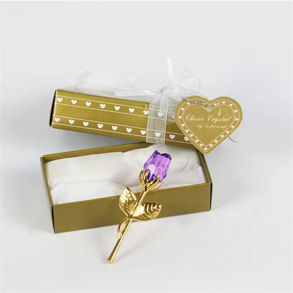 Valentines Day Gift Crystal Glass Rose Artificial Flower Silver Gold Rod Rose Flower for Girlfriend Wedding Gifts for Guest - Image 13