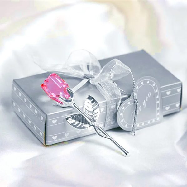 Valentines Day Gift Crystal Glass Rose Artificial Flower Silver Gold Rod Rose Flower for Girlfriend Wedding Gifts for Guest - Image 7