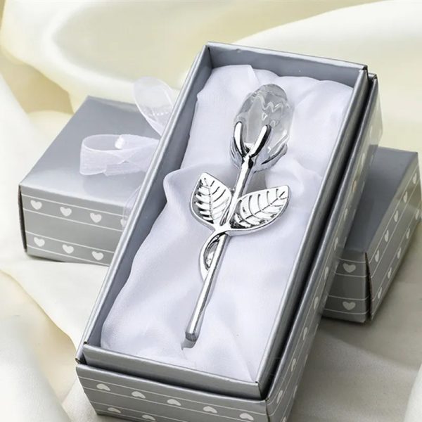 Valentines Day Gift Crystal Glass Rose Artificial Flower Silver Gold Rod Rose Flower for Girlfriend Wedding Gifts for Guest - Image 9