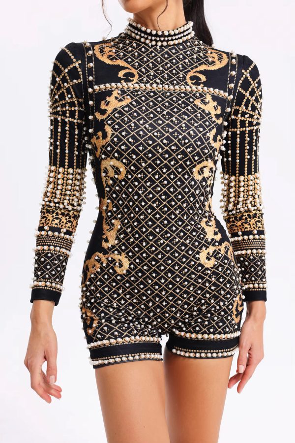2024 New Arrivals Spring Fashion Printed Luxury Heavy Beaded Deep V Neck Long Sleeve Women Tops Women Blazers - Image 4