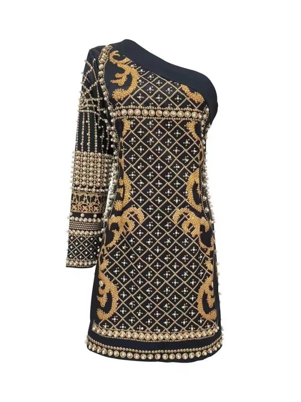 2024 New Arrivals Spring Fashion Printed Luxury Heavy Beaded Deep V Neck Long Sleeve Women Tops Women Blazers - Image 5