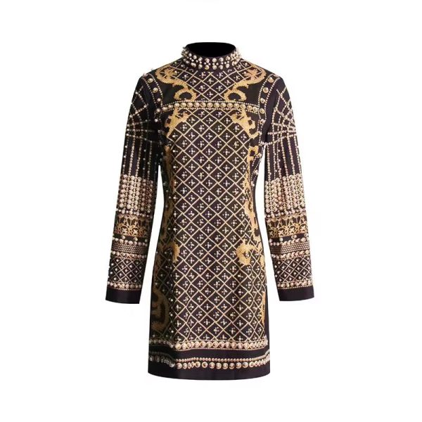 2024 New Arrivals Spring Fashion Printed Luxury Heavy Beaded Deep V Neck Long Sleeve Women Tops Women Blazers - Image 6