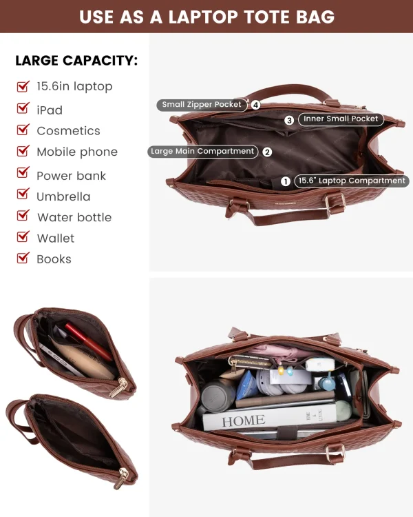 2pcs Ladies Shoulder Bags Lunch Box Daily School Business Waterproof Women Laptop Handbags With Insulated Cooler Bag - Image 3