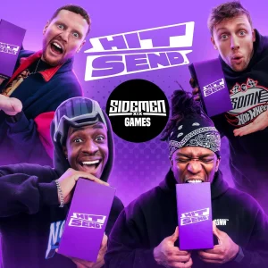 Hit Send from the Sidemen, Ultimate Party Game, Challenge Friends with Hilarious Messages, Daring Fun and Unpredictable Outcomes. 300 cards included, Purple
