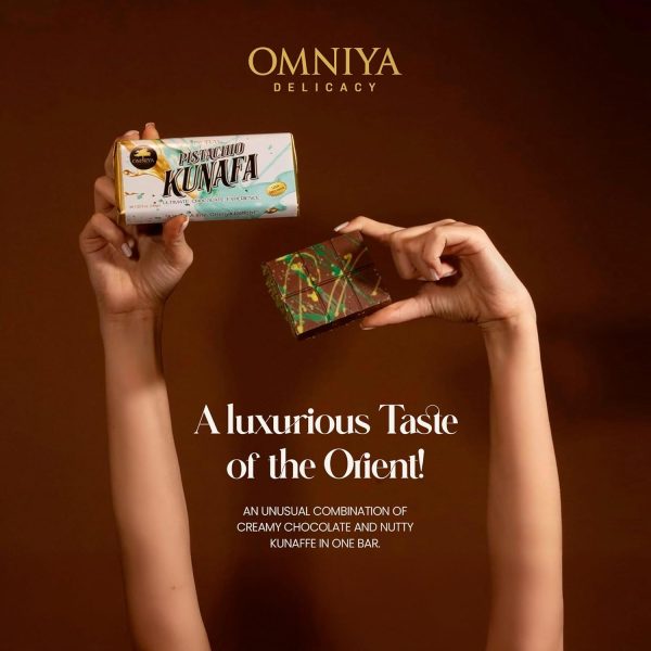 OMNIYA Delicacy – Dubai Viral Kunafa Pistachio Chocolate Bar (190g) – Crispy Pistachio Kunafa Layer with Creamy Belgian Chocolate – Middle Eastern Dessert Fusion – Gourmet Sweet Treat - Image 8