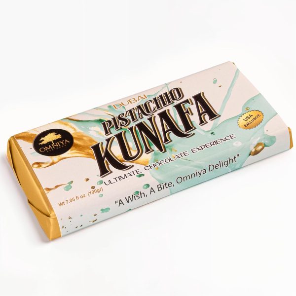 OMNIYA Delicacy – Dubai Viral Kunafa Pistachio Chocolate Bar (190g) – Crispy Pistachio Kunafa Layer with Creamy Belgian Chocolate – Middle Eastern Dessert Fusion – Gourmet Sweet Treat - Image 6