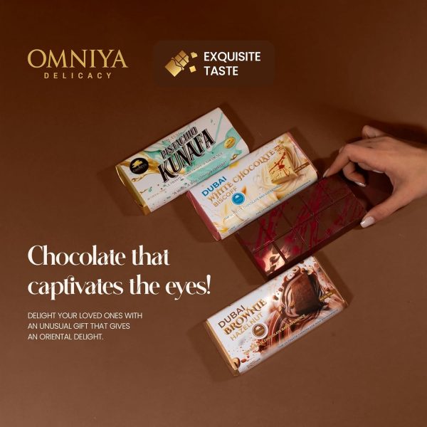OMNIYA Delicacy – Dubai Viral Kunafa Pistachio Chocolate Bar (190g) – Crispy Pistachio Kunafa Layer with Creamy Belgian Chocolate – Middle Eastern Dessert Fusion – Gourmet Sweet Treat - Image 5