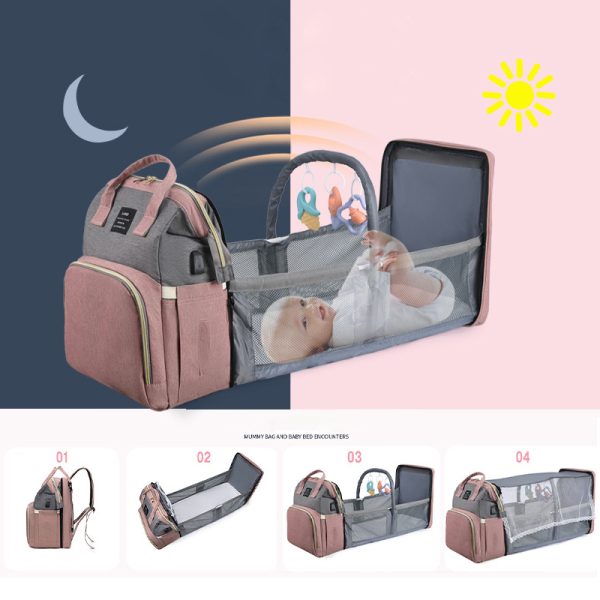 Environmentally Friendly Foldable Baby Bag Expandable Mommy Bag Diaper Bag With Large Capacity for Mommy - Image 3