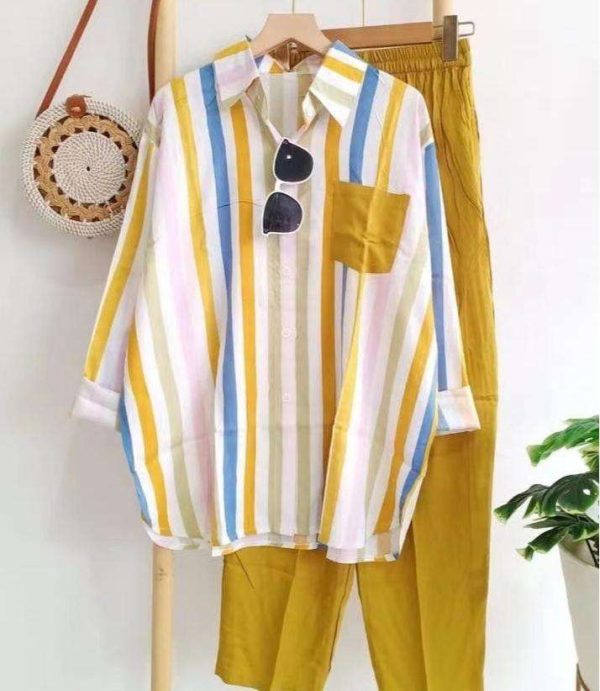 2025 Southeast Asian Women's Set Fashion Women's Loose Slimming Comfortable Casual Striped Shirts Set Plus Size 5XL - Image 5