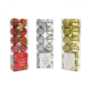 Christmas Baubles 12-Pack (30mm) – Shatterproof Tree Ornaments in Assorted Finishes