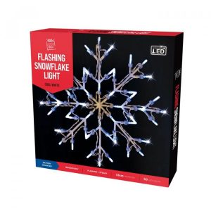 LED Snowflake Silhouette – White Light Christmas Decoration for Indoor & Outdoor Use