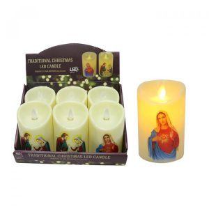 LED Pillar Candle with Nativity Print – Flameless Christmas Candle for Warm Festive Décor
