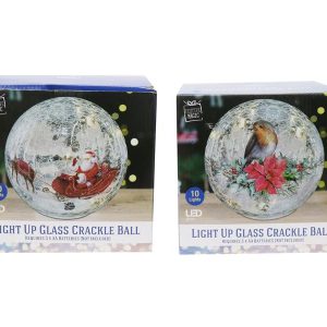 GLASS CRACKLE LIGHT BALL 15CM