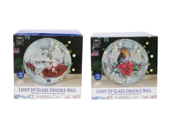 GLASS CRACKLE LIGHT BALL 15CM