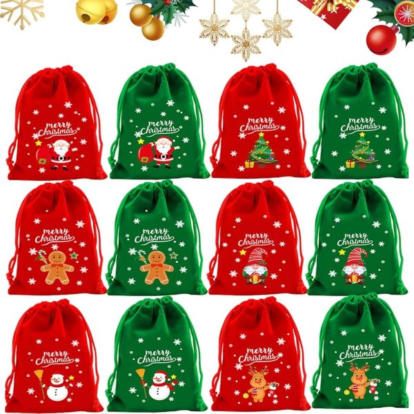 Christmas Gift Flannel Gift Small Velvet Fabric Bag - Image 5