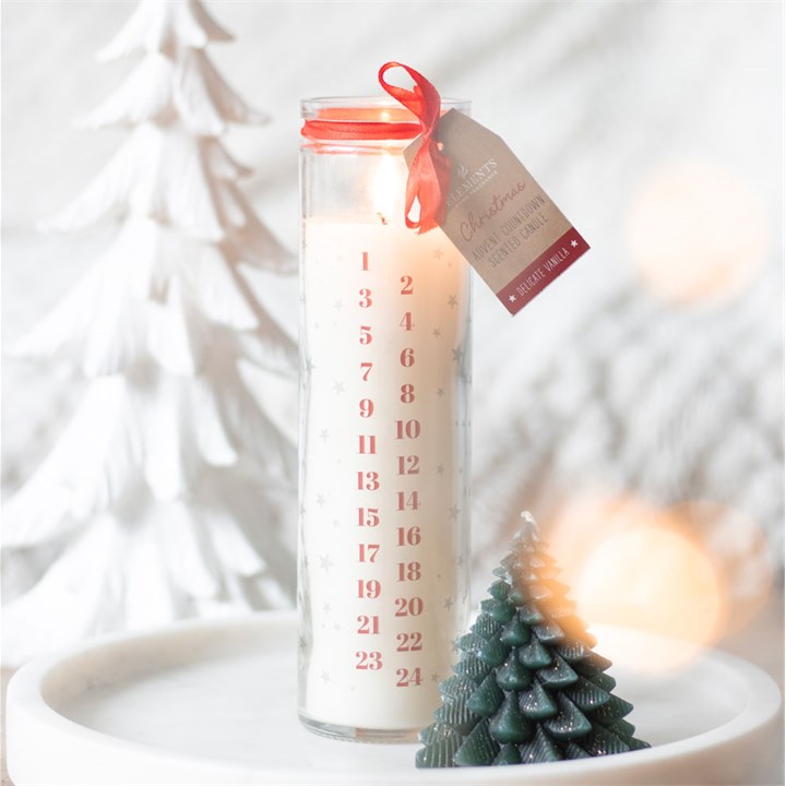 Christmas Pudding Advent Tube Candle – White, 70-Hour Burn Time