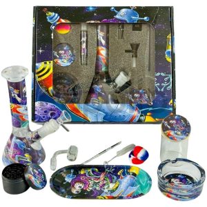Alien Design 9-Piece Smoking Accessory Gift Set with Storage Box