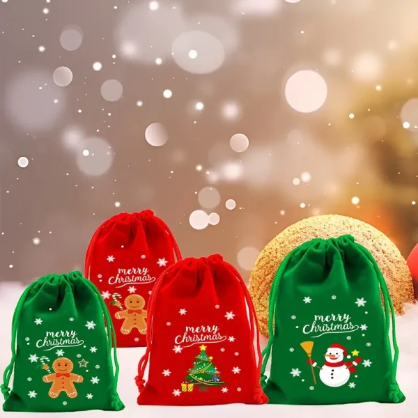Christmas Gift Flannel Gift Small Velvet Fabric Bag