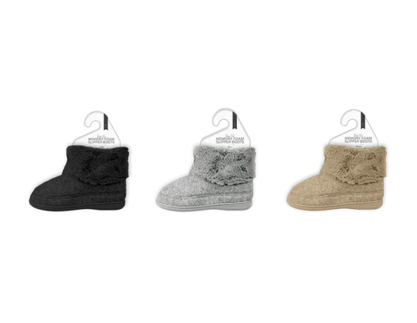 Ladies Faux Fur Lined Memory Foam Slipper Boots