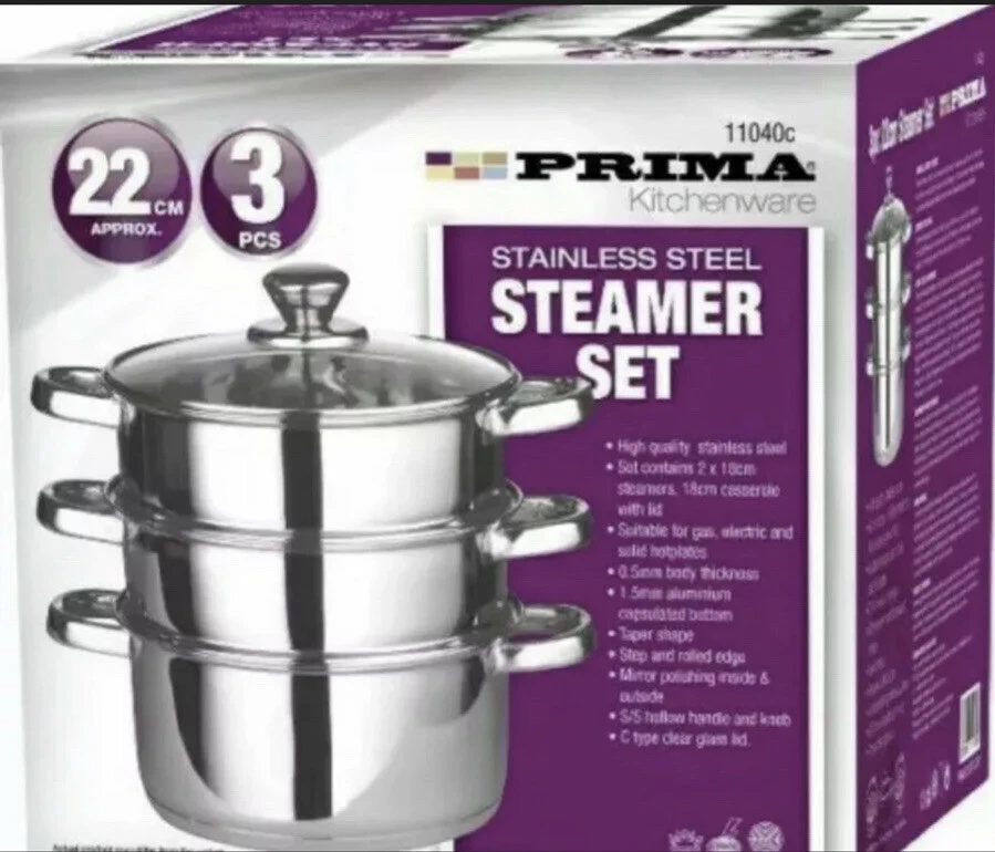 Prima Stainless Steel Steamer Set 3pc - Image 5