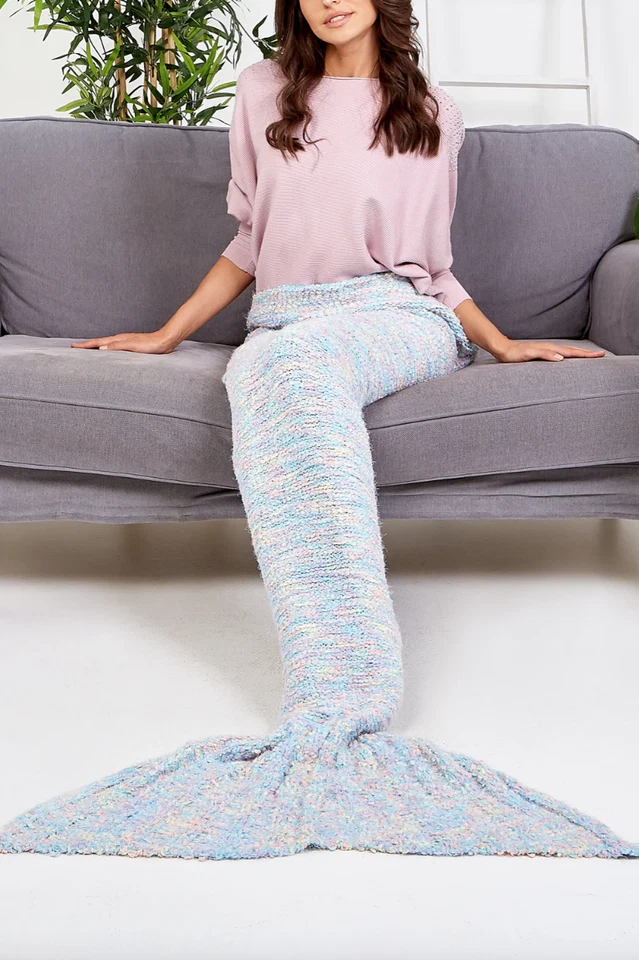 New Women Multi Colours Space Dye Knitted Mermaid Blanket.Cosy Homewear.One Size