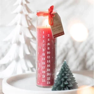 Christmas Vanilla Advent Tube Candle – Red, 70-Hour Burn Time