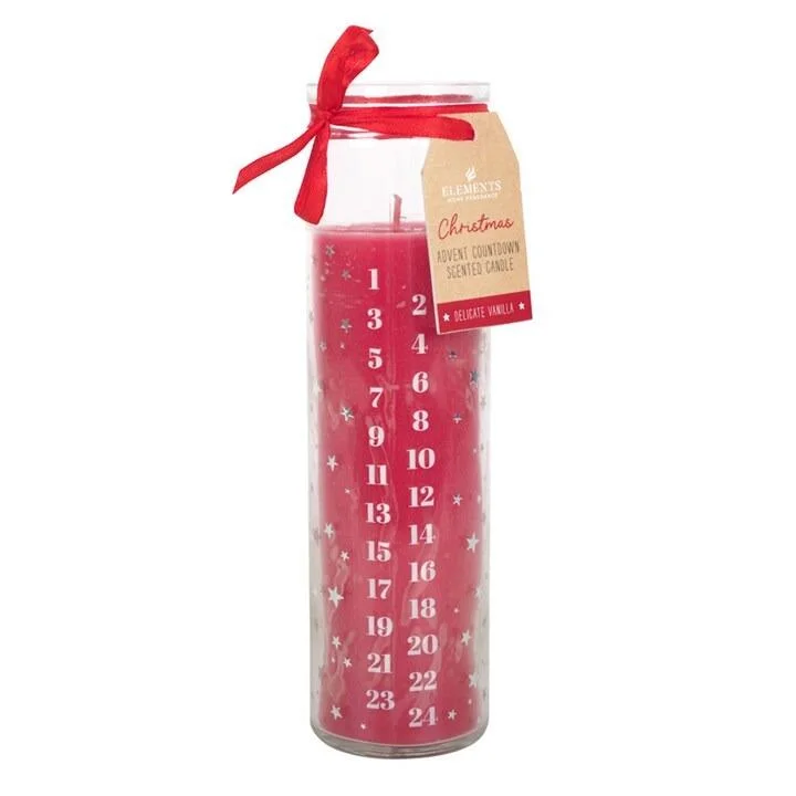 Christmas Vanilla Advent Tube Candle – Red, 70-Hour Burn Time - Image 2