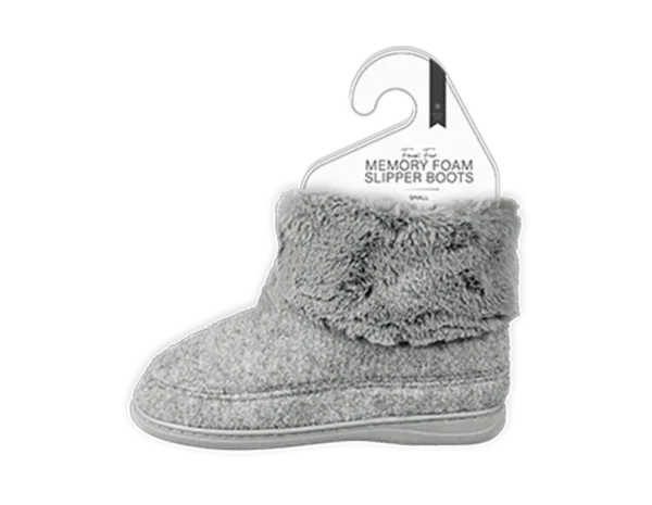 Ladies Faux Fur Lined Memory Foam Slipper Boots - Image 2