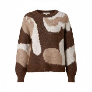 Abstract Hearts Knit Jumper – Chocolate Colour, Soft Wool Blend Sweater (Pack of 4)