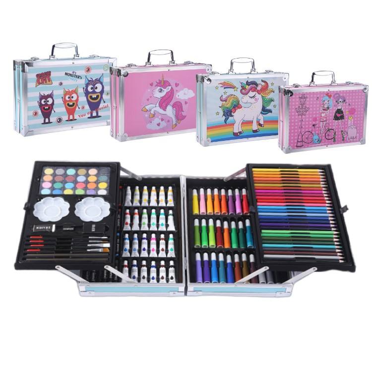 145PCS Kids Art Stationery Set – Watercolor, Brushes, Crayons, Color Pencils, Pens & Drawing Board | Educational Graffiti DIY Art Kit | CE & RoHS Certified