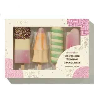 Chocolate Ice Lollies Gift Set | Handmade Belgian Chocolate Retro Ice Creams | Summer Chocolate Gift (185g)